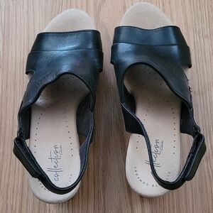 Women's Collection By Clark Ultimate Comfort Black Leather Sandals